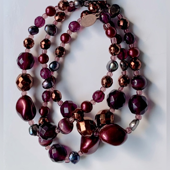 💟 Freshwater Pearl & Faceted Multi-bead Set of 3 Bracelets by Cookie Lee - Picture 5 of 6